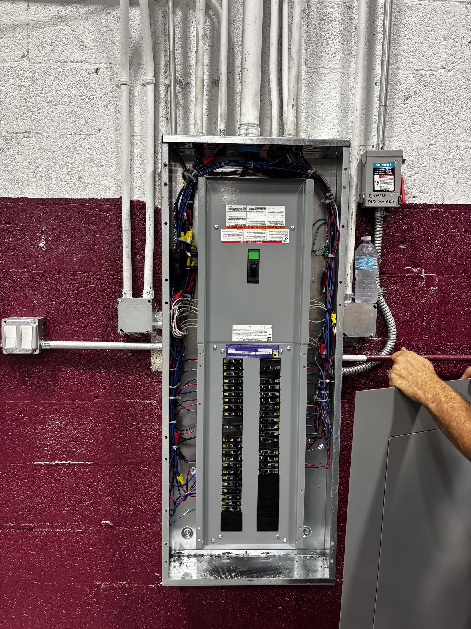 Completed industrial warehouse electrical panel installation