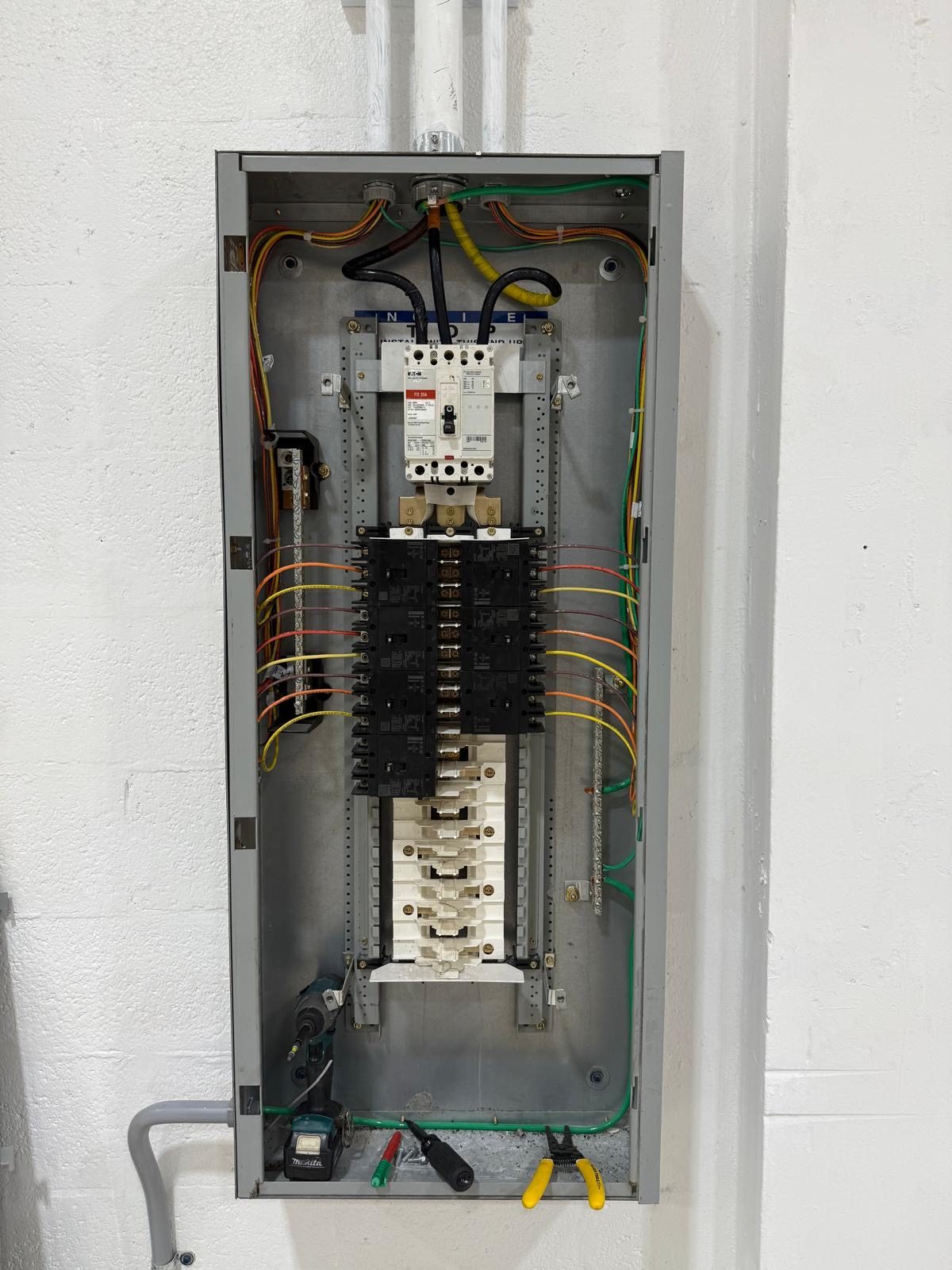 Three-phase industrial warehouse electrical panel