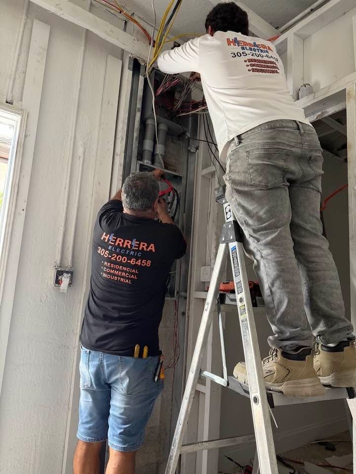Herrera Electric team working on a substantial electrical project